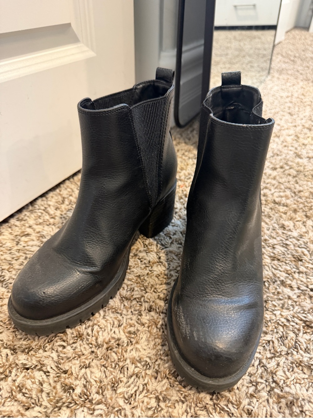MIA Black Chunky Heel Chelsea Booties